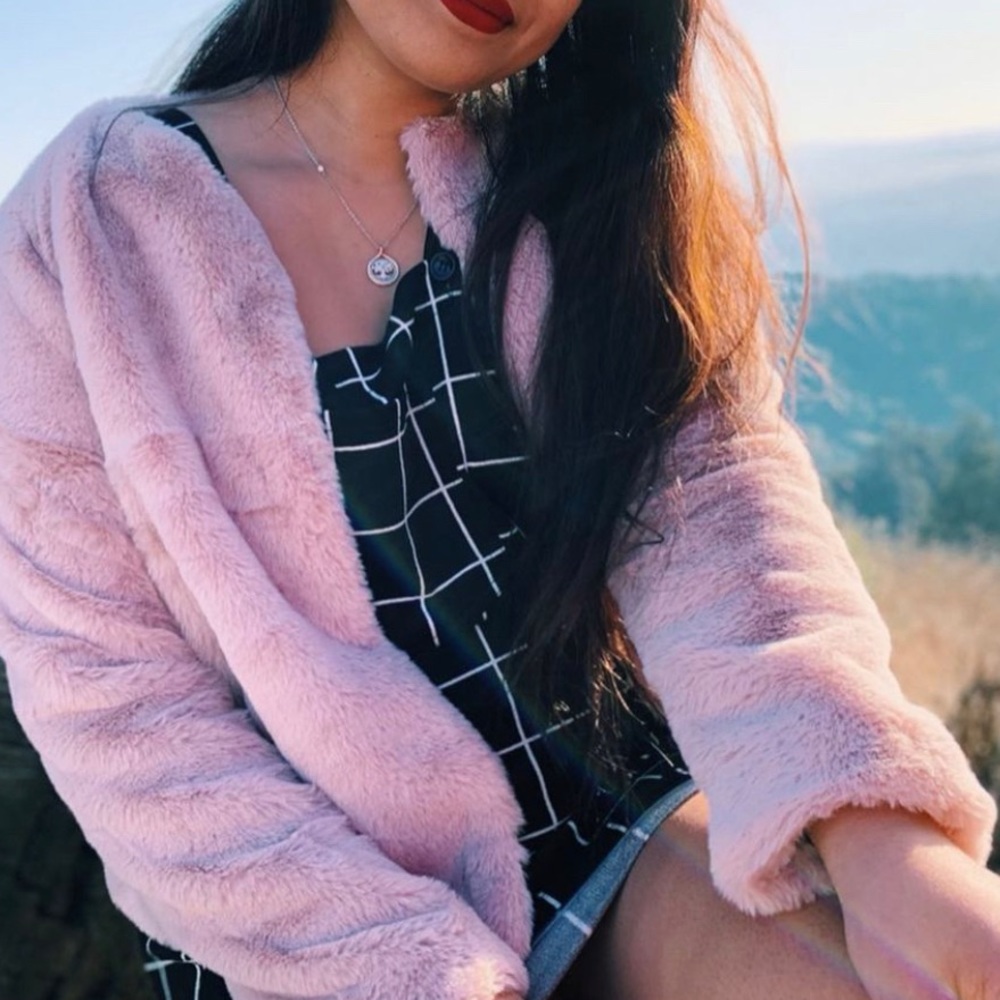 Pink Faux Fur Jacket | Teddy